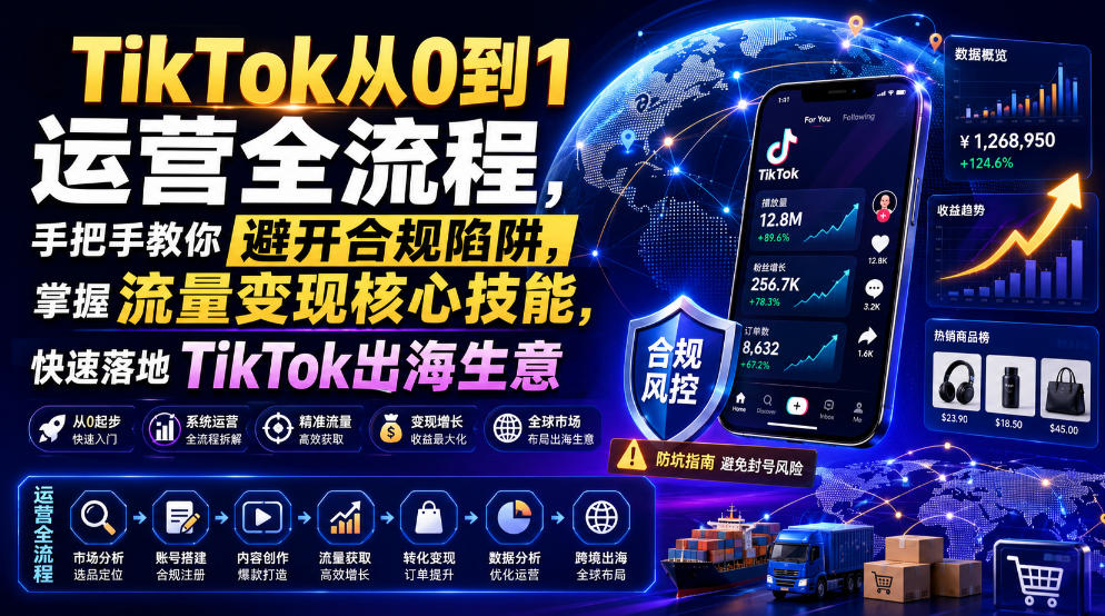 TikTok从0到1运营全流程，手把手教你避开合规陷阱，掌握流量变现核心技能，快速落地TikTok出海生意（更新7月）-悟空知识星球