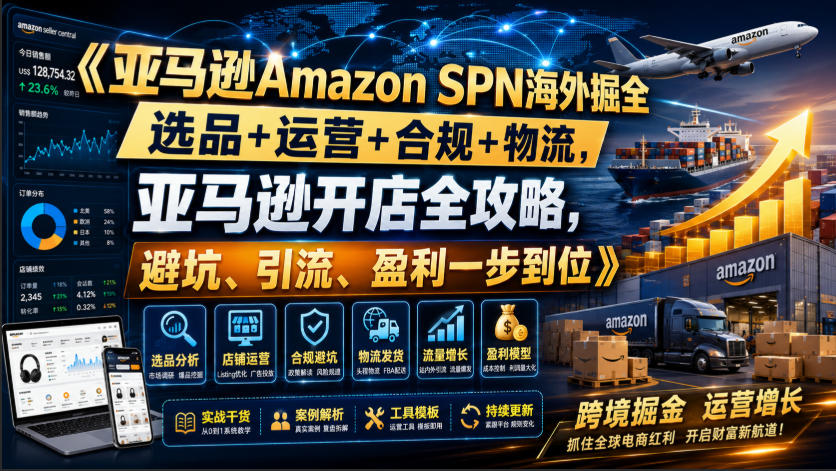 亚马逊Amazon SPN海外掘全,选品+运营+合规+物流,亚马逊开店全攻略,避坑、引流、盈利一步到位-悟空知识星球