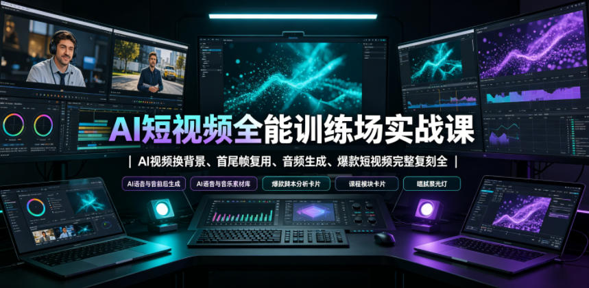 AI短视频全能训练场实战课|AI视频换背景、首尾帧复用、音频生成、爆款短视频完整复刻全套实操教学-悟空知识星球