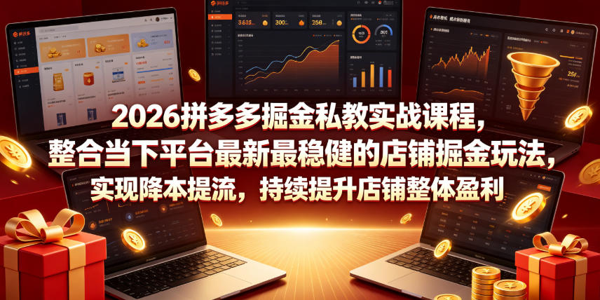 2026拼多多掘金私教实战课程，整合当下平台最新最稳健的店铺掘金玩法，实现降本提流，持续提升店铺整体盈利-悟空知识星球