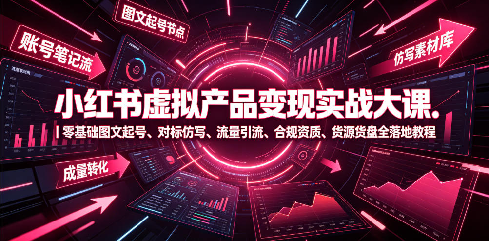 小红书虚拟产品变现实战大课|零基础图文起号、对标仿写、流量引流、合规资质、货源货盘全落地教程-悟空知识星球