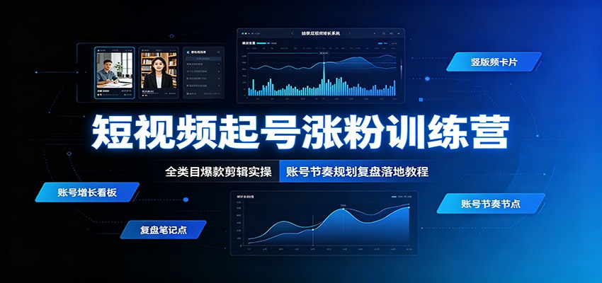 短视频起号涨粉训练营：全类目爆款剪辑实操，账号节奏规划复盘落地教程-悟空知识星球