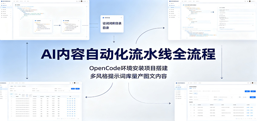 AI内容自动化流水线全流程：OpenCode环境安装项目搭建，多风格提示词库量产图文内容-悟空知识星球