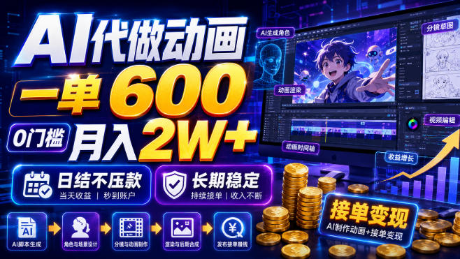 AI代做动画,一单600,0门槛月入2W+,日结不压款,长期稳定【揭秘】-悟空知识星球