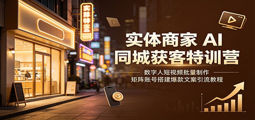 实体商家AI同城获客特训营：数字人短视频批量制作，矩阵账号搭建爆款文案引流教程-悟空知识星球