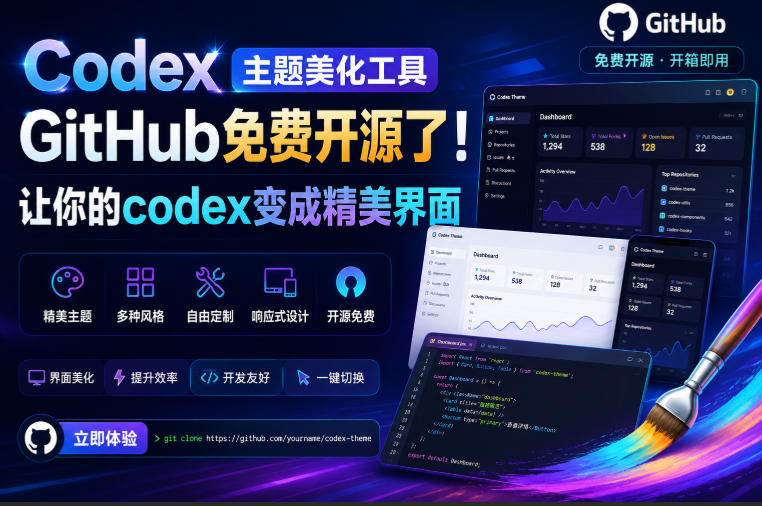 Codex主题美化工具,GitHub免费开源了!让你的codex变成精美界面-悟空知识星球