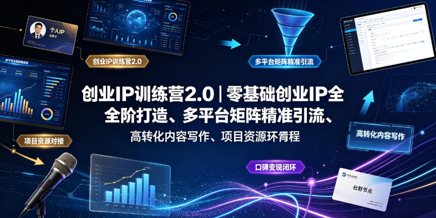 创业IP训练营2.0|零基础创业IP全阶打造、多平台矩阵精准引流、高转化内容写作、项目资源对接与口碑变现闭环课程-悟空知识星球