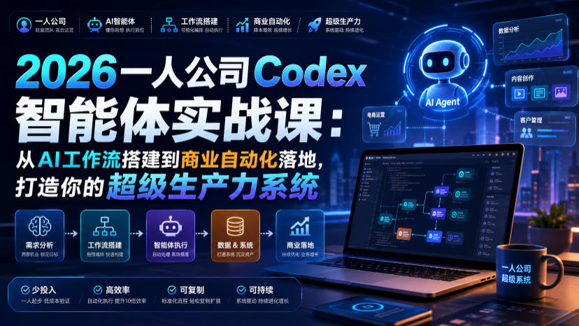 2026一人公司Codex智能体实战课：从AI工作流搭建到商业自动化落地，打造你的超级生产力系统-悟空知识星球