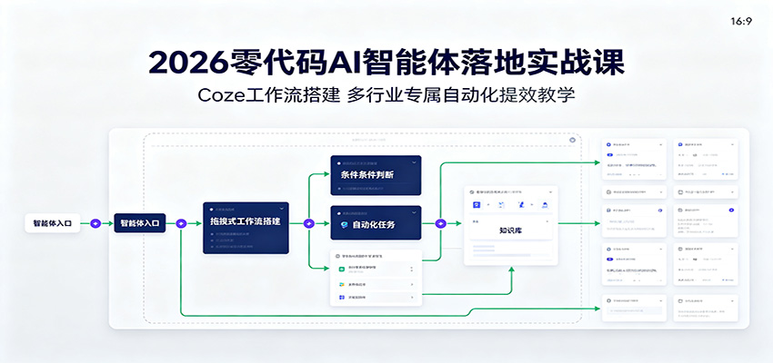 2026零代码AI智能体落地实战课:Coze工作流搭建,多行业专属自动化提效教学-悟空知识星球