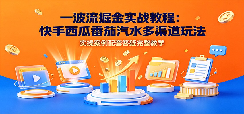 一波流掘金实战教程:快手西瓜番茄汽水多渠道玩法,实操案例配套答疑完整教学-悟空知识星球