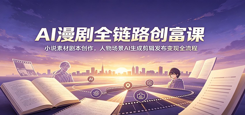 AI漫剧全链路创富课:小说素材剧本创作,人物场景AI生成剪辑发布变现全流程-悟空知识星球