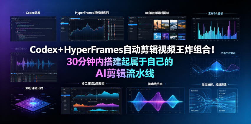 Codex+HyperFrames自动剪辑视频王炸组合!30分钟内搭建起属于自己的AI剪辑流水线(完整版实操教程手册)-悟空知识星球