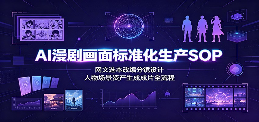 AI漫剧画面标准化生产SOP：网文选本改编分镜设计，人物场景资产生成成片全流程-悟空知识星球