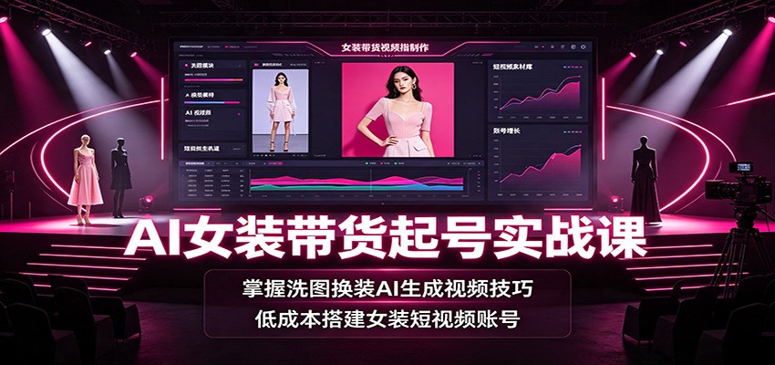 AI女装带货起号实战课：掌握洗图换装AI生成视频技巧，低成本搭建女装短视频账号-悟空知识星球