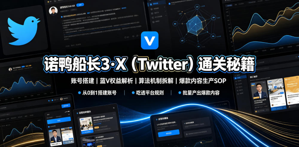 诺鸭船长3·X（Twitter）通关秘籍，涵盖账号搭建、蓝V权益解析、算法机制拆解及爆款内容生产SOP（更新）-悟空知识星球