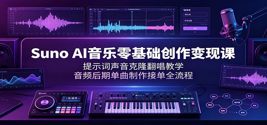 Suno AI音乐零基础创作变现课：提示词声音克隆翻唱教学，音频后期单曲制作接单全流程-悟空知识星球