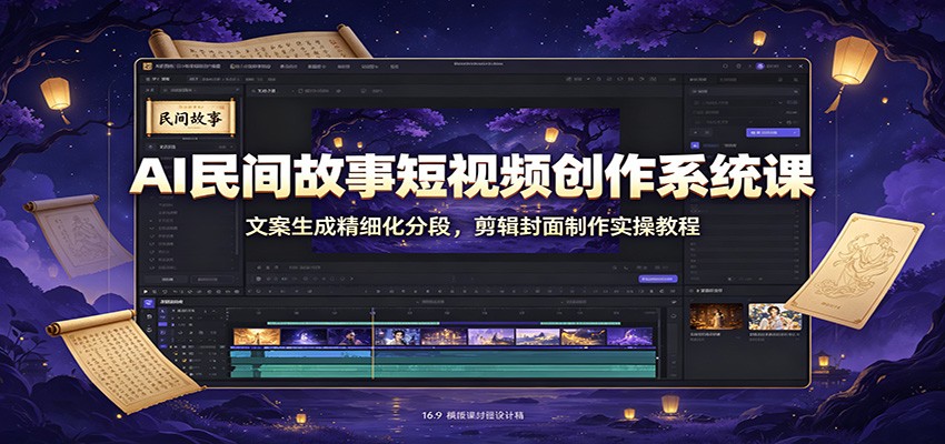 AI民间故事短视频创作系统课：文案生成精细化分段，剪辑封面制作实操教程-悟空知识星球