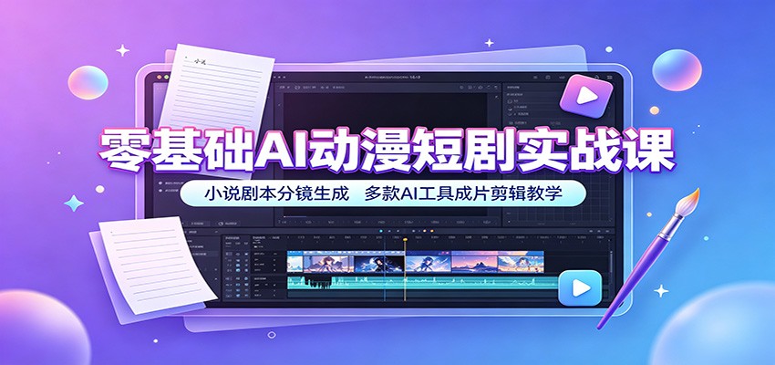 零基础AI动漫短剧实战课：小说剧本分镜生成，多款AI工具成片剪辑教学-悟空知识星球