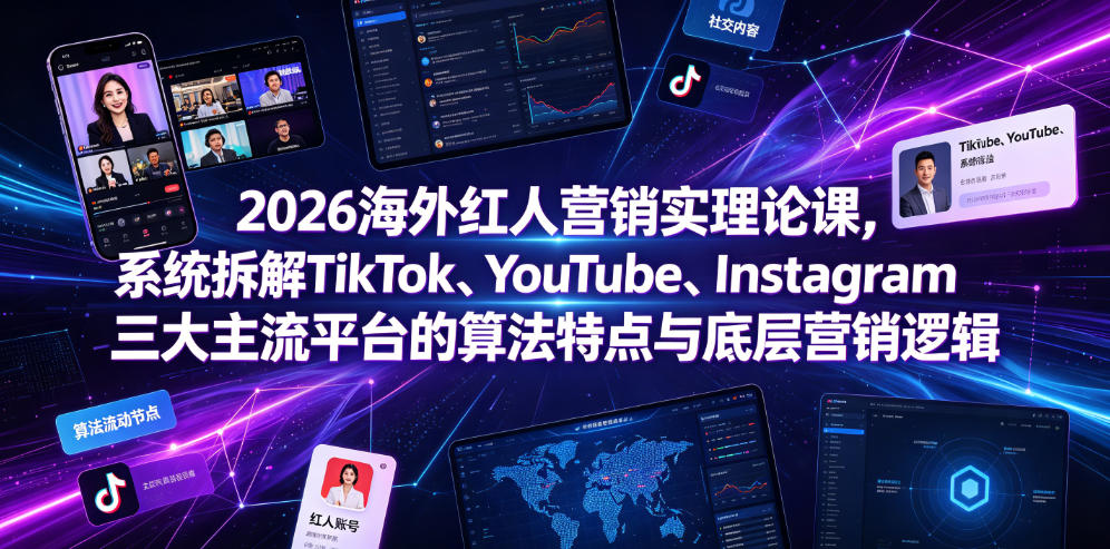 2026海外红人营销实理论课,系统拆解TikTok、YouTube、Instagram三大主流平台的算法特点与底层营销逻辑-悟空知识星球