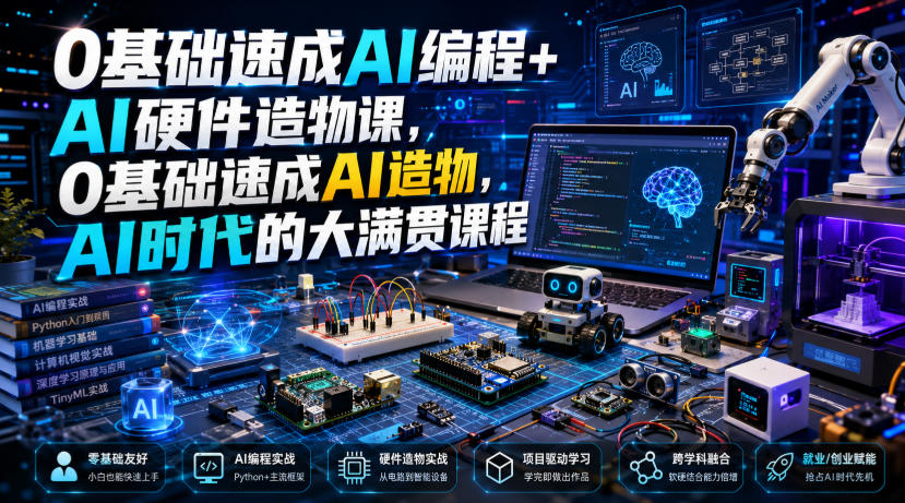 0基础速成AI编程+AI硬件造物课，0基础速成AI造物，AI时代的大满贯课程-悟空知识星球