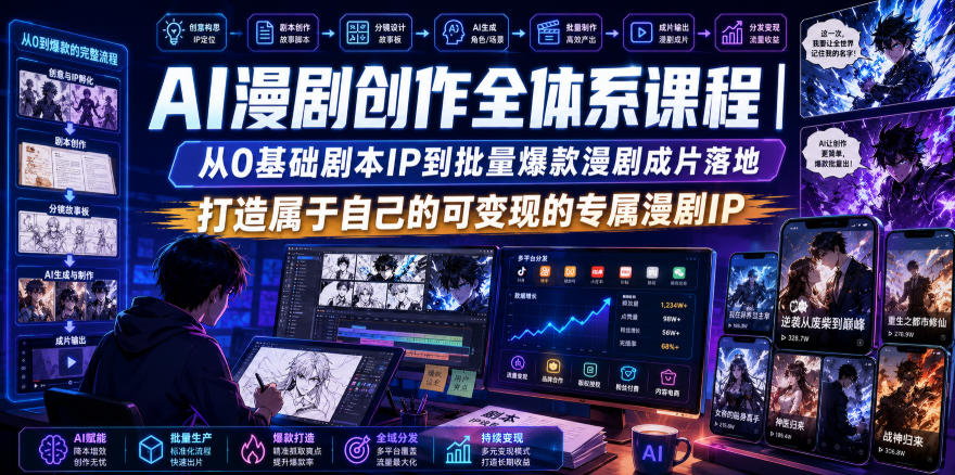 AI漫剧创作全体系课程|从0基础剧本IP到批量爆款漫剧成片落地,打造属于自己的可变现的专属漫剧IP-悟空知识星球