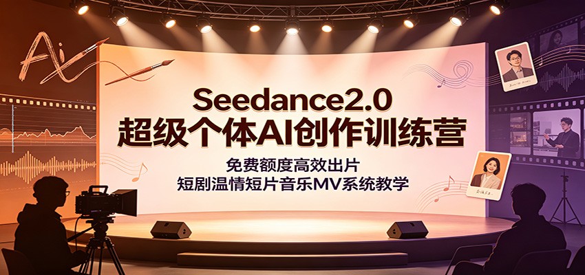Seedance2.0超级个体AI创作训练营:免费额度高效出片,短剧温情短片音乐MV系统教学-悟空知识星球
