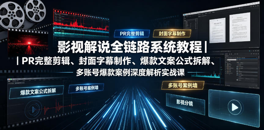 影视解说全链路系统教程|PR完整剪辑、封面字幕制作、爆款文案公式拆解、多账号爆款案例深度解析实战课-悟空知识星球
