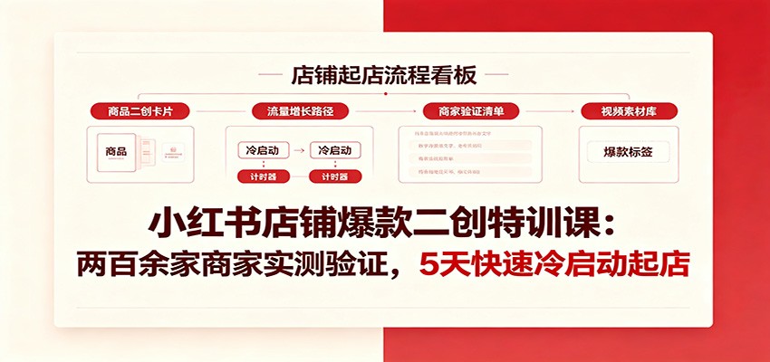 小红书店铺爆款二创特训课:两百余家商家实测验证,5天快速冷启动起店-悟空知识星球