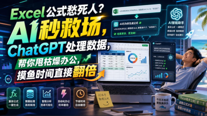 Excel公式愁死人?AI秒救场,ChatGPT处理数据,帮你甩枯燥办公,摸鱼时间直接翻倍【原创双语字幕】-悟空知识星球