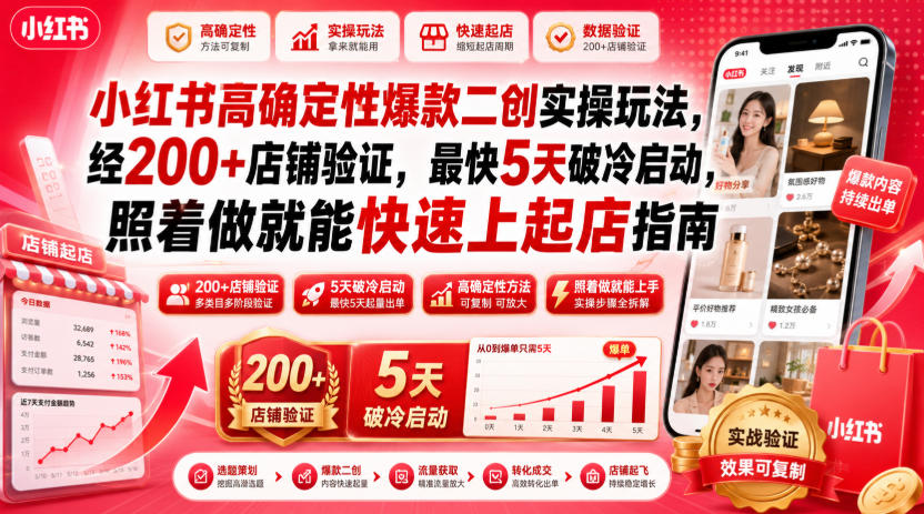 小红书高确定性爆款二创实操玩法,经200+店铺验证,最快5天破冷启动,照着做就能快速上起店指南-悟空知识星球