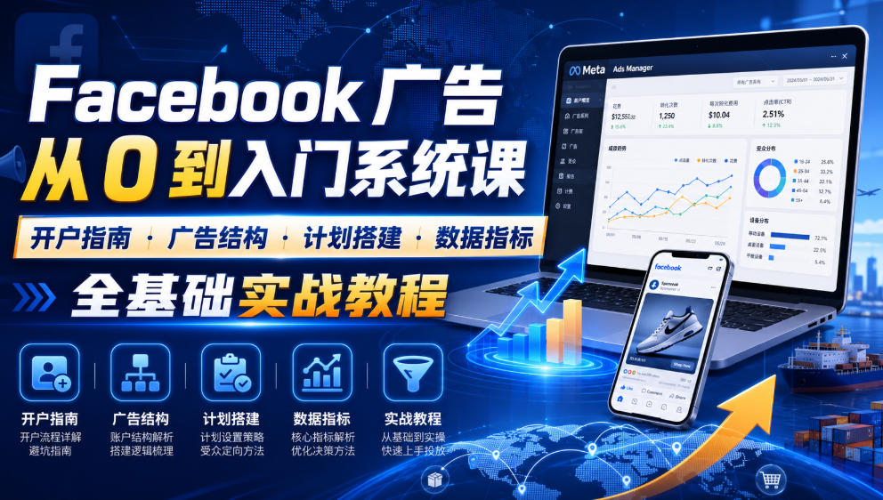 Facebook广告新手从0到入门系统课｜开户指南・广告结构・计划搭建・数据指标全基础实战教程-悟空知识星球