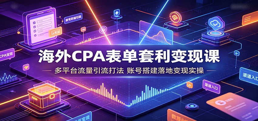 海外CPA表单套利变现课：多平台流量引流打法，账号搭建落地变现实操-悟空知识星球