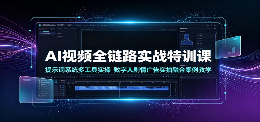AI视频全链路实战特训课：提示词系统多工具实操，数字人剧情广告实拍融合案例教学-悟空知识星球