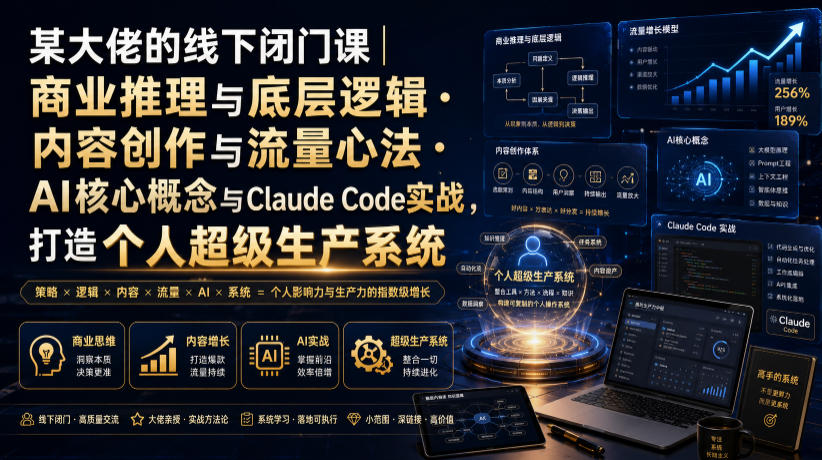 某大佬的线下闭门课|商业推理与底层逻辑・内容创作与流量心法・AI核心概念与Claude Code实战,打造个人超级生产系统【录音+图片】-悟空知识星球