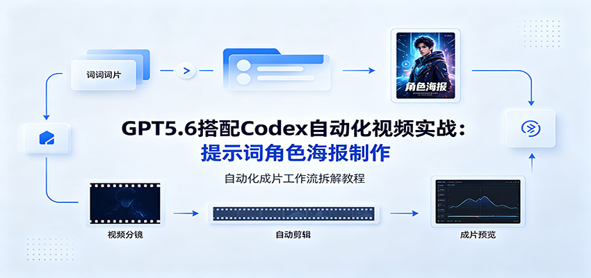 GPT5.6搭配Codex自动化视频实战:提示词角色海报制作,自动化成片工作流拆解教程-悟空知识星球