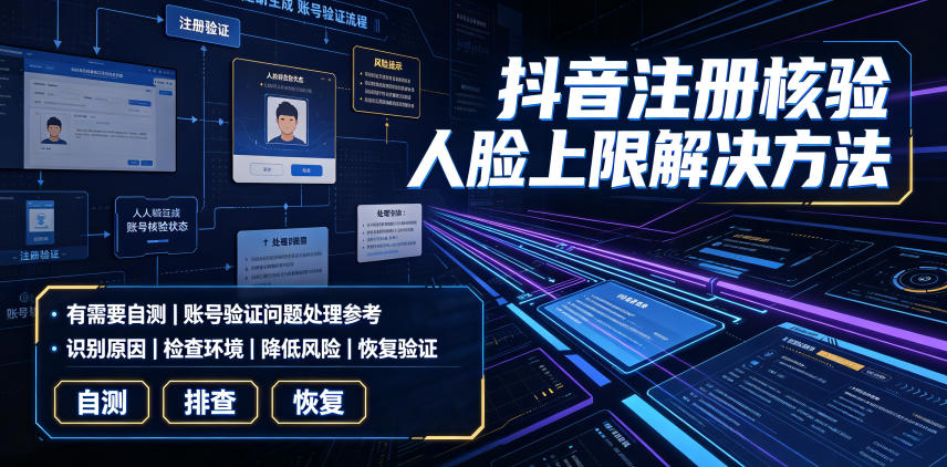 抖音注册核验人脸上限解决方法,有需要自测-悟空知识星球