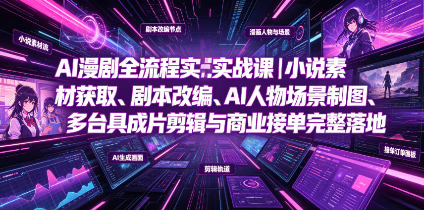 AI漫剧全流程实战课|小说素材获取、剧本改编、AI人物场景制图、多工具成片剪辑、平台付费变现与商业接单完整落地-悟空知识星球