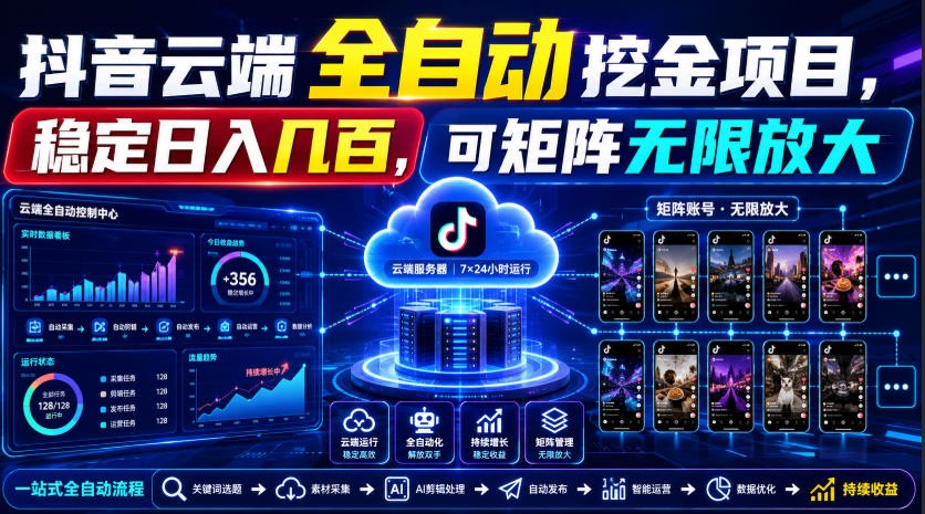 Dy云端全自动挖金项目，稳定日入几百，可矩阵无限放大！-悟空知识星球