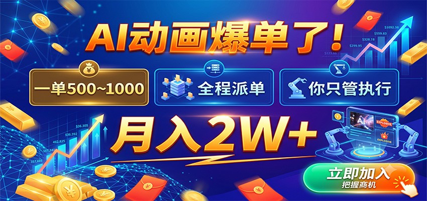 AI动画爆单了!一单500~1000,全程派单,你只管执行,月入2W+-悟空知识星球
