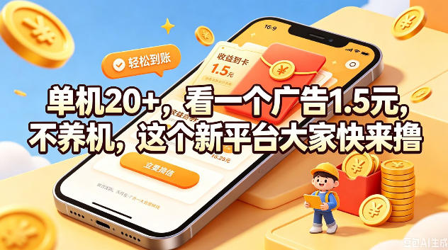 单机20+,看一个广告1.5米,不养机,这个新平台大家快来撸【揭秘】-悟空知识星球