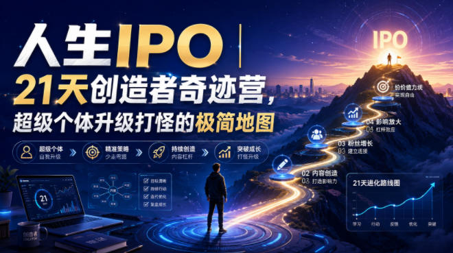 人生IPO︱21天创造者奇迹营，​超级个体升级打怪的极简地图-悟空知识星球