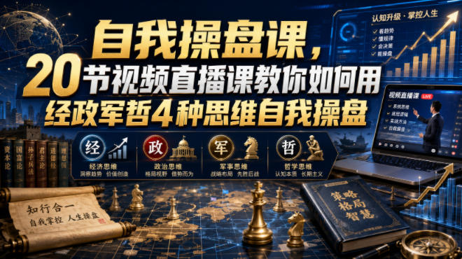 自我操盘课,20节视频直播课教你如何用经政军哲4种思维自我操盘-悟空知识星球