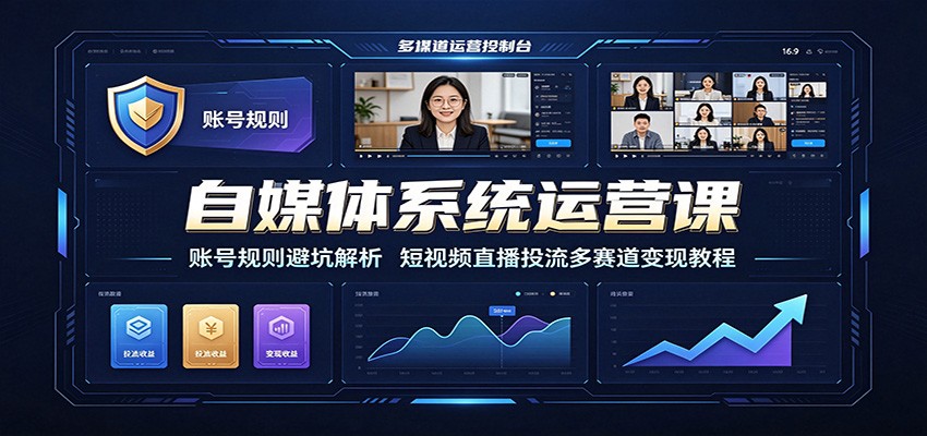 自媒体系统运营课:账号规则避坑解析,短视频直播投流多赛道变现教程-悟空知识星球