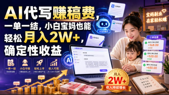AI代写賺稿费，一单一结，小白宝妈也能轻松月入2W+，确定性收益【揭秘】-悟空知识星球