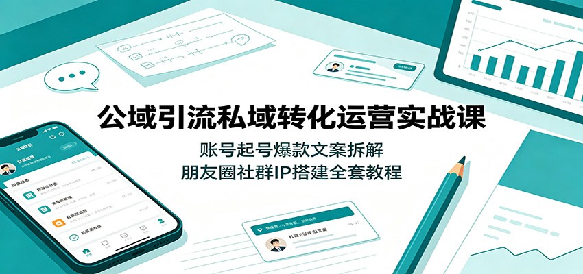 公域引流私域转化运营实战课:账号起号爆款文案拆解,朋友圈社群IP搭建全套教程-悟空知识星球