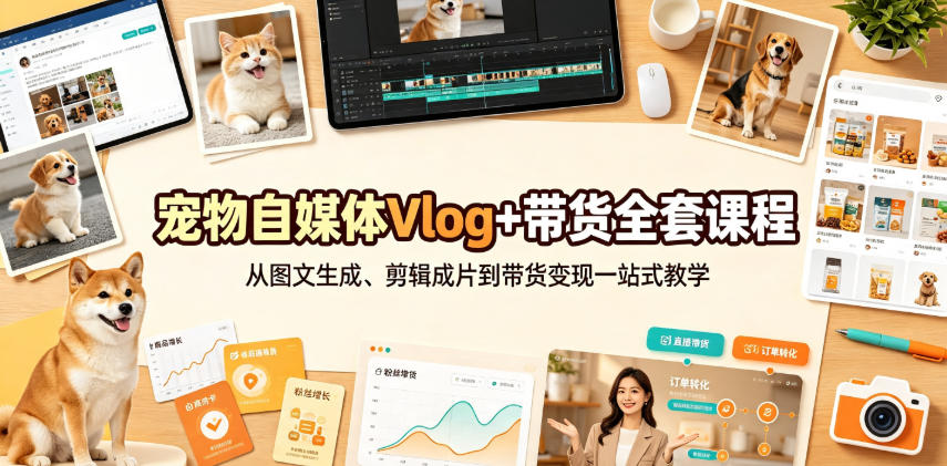 宠物自媒体Vlog+带货全套课程|从图文生成、剪辑成片到带货变现一站式教学-悟空知识星球