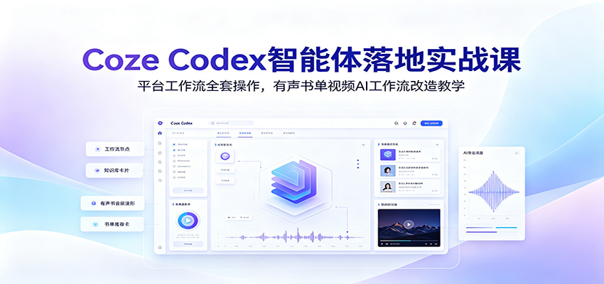 Coze Codex智能体落地实战课:平台工作流全套操作,有声书单视频AI工作流改造教学-悟空知识星球