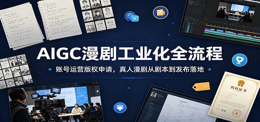 AIGC漫剧工业化全流程:账号运营版权申请,真人漫剧从剧本到发布落地-悟空知识星球