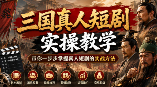 三国真人短剧实操教学，带你一步步掌握真人短剧的实战方法-悟空知识星球