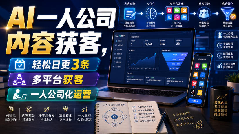 AI一人公司内容获客,轻松日更3条,多平台获客,一人公司化运营-悟空知识星球